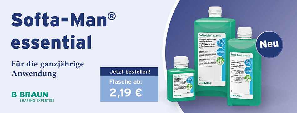 haendedesinfektion, bbraun, softaman, softa man essential, farbstoff- und parfuemfrei, gute hautvertraeglichkeit, frei von zusatzstoffen, desinfektion, begrenzt viruzid plus